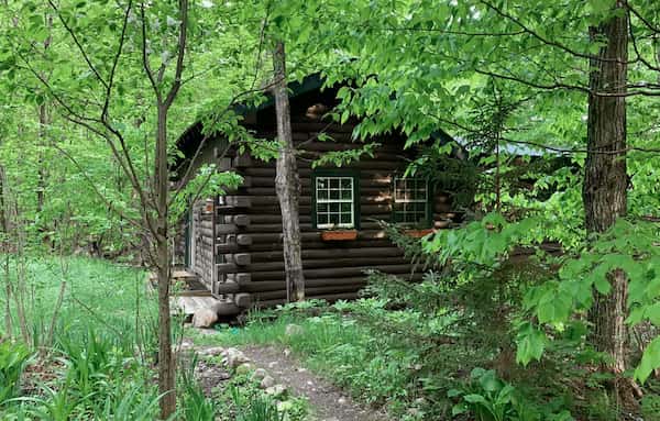 Cabaña de troncos en el bosque junto a Cascade Lakes-Cabañas que Admiten Mascotas en Adirondacks