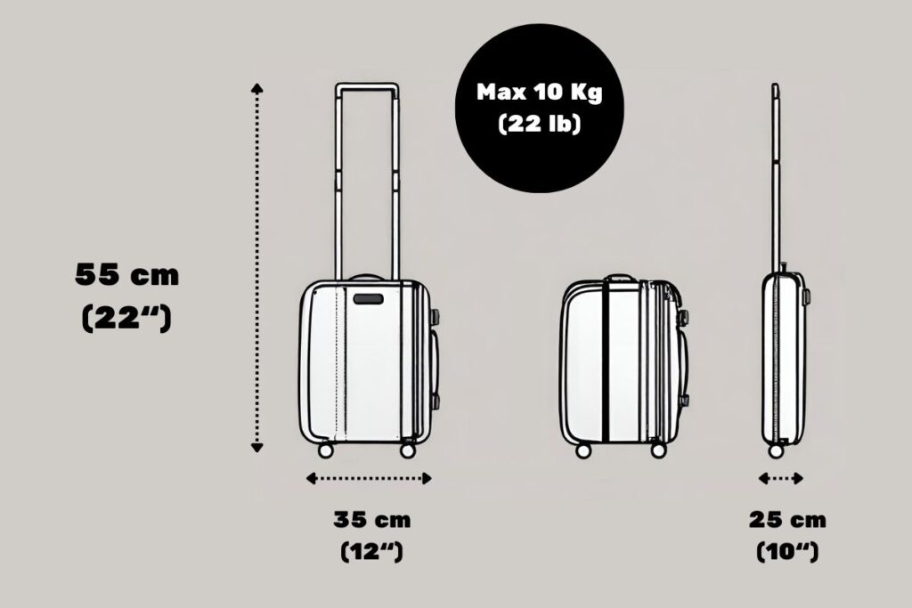 Medidas y límite de peso para el equipaje de mano-Equipaje de mano en aviones